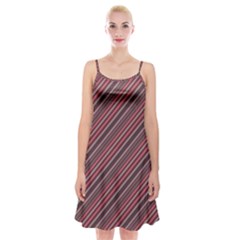 Brownish Diagonal Lines Spaghetti Strap Velvet Dress