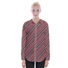 Brownish Diagonal Lines Womens Long Sleeve Shirt