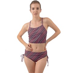 Brownish Diagonal Lines Mini Tank Bikini Set