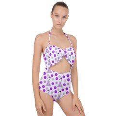 Lilac Dress On White Scallop Top Cut Out Swimsuit by snowwhitegirl