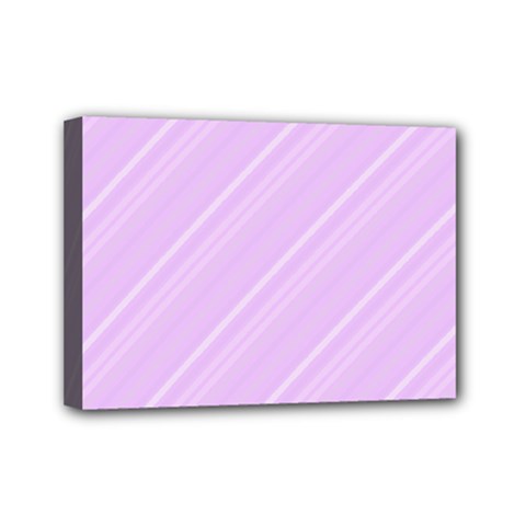 Lilac Diagonal Lines Mini Canvas 7  X 5  by snowwhitegirl