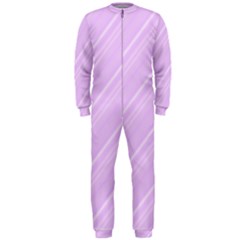 Lilac Diagonal Lines Onepiece Jumpsuit (men)  by snowwhitegirl