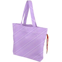 Lilac Diagonal Lines Drawstring Tote Bag