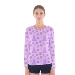 Violet Pink Flower Dress Women s Long Sleeve Tee