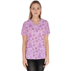 Violet Pink Flower Dress Scrub Top by snowwhitegirl