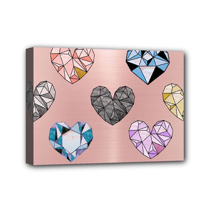 gem hearts and rose gold Mini Canvas 7  x 5 