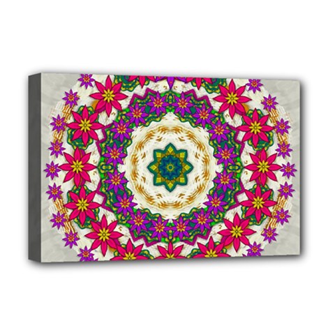 Fauna Fantasy Bohemian Midsummer Flower Style Deluxe Canvas 18  X 12   by pepitasart