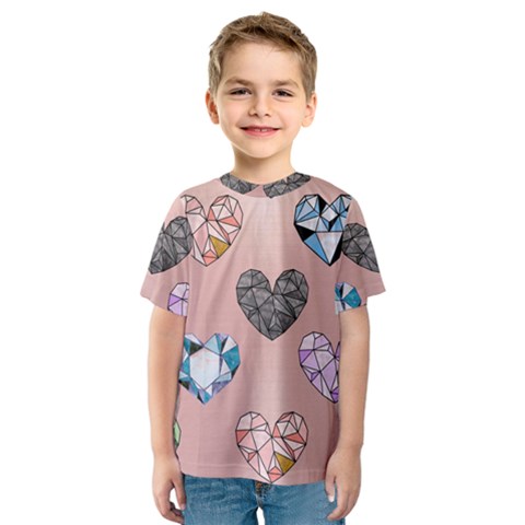 Gem Hearts And Rose Gold Kids  Sport Mesh Tee by NouveauDesign