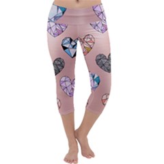 Gem Hearts And Rose Gold Capri Yoga Leggings by NouveauDesign