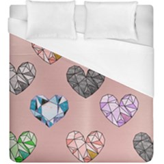 Gem Hearts And Rose Gold Duvet Cover (king Size)