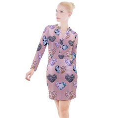 Gem Hearts And Rose Gold Button Long Sleeve Dress by NouveauDesign