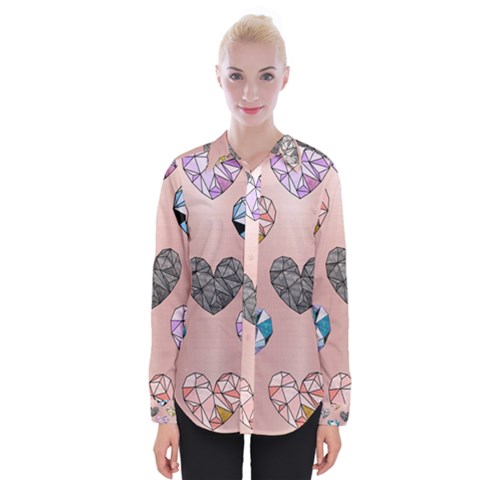 Gem Hearts And Rose Gold Womens Long Sleeve Shirt by NouveauDesign