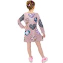 gem hearts and rose gold Kids  Long Sleeve Velvet Dress View2