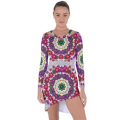 Fauna Fantasy Bohemian Midsummer Flower Style Asymmetric Cut-out Shift Dress by pepitasart