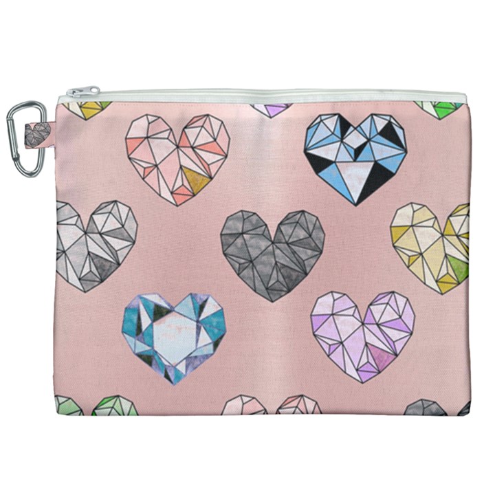 gem hearts and rose gold Canvas Cosmetic Bag (XXL)