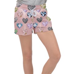 Gem Hearts And Rose Gold Women s Velour Lounge Shorts