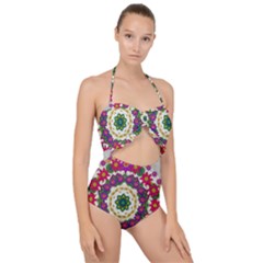 Fauna Fantasy Bohemian Midsummer Flower Style Scallop Top Cut Out Swimsuit