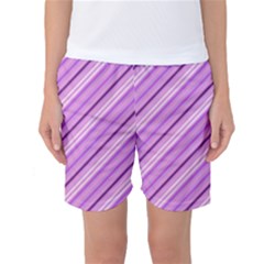 Violet Diagonal Lines Women s Basketball Shorts by snowwhitegirl