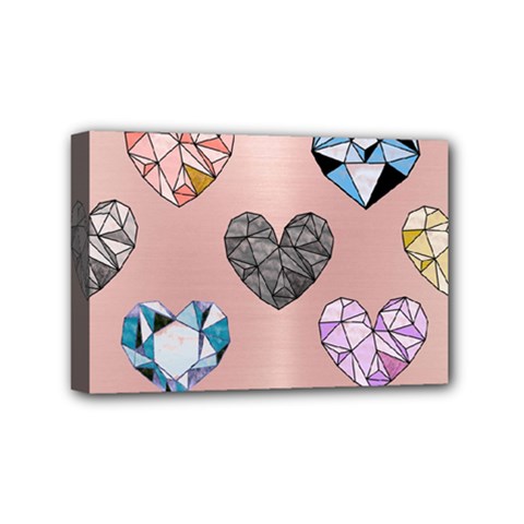 Gem Hearts And Rose Gold Mini Canvas 6  X 4  by NouveauDesign