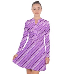 Violet Diagonal Lines Long Sleeve Panel Dress