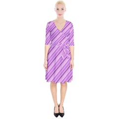 Violet Diagonal Lines Wrap Up Cocktail Dress