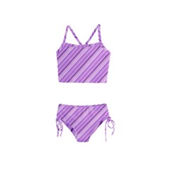 Violet Diagonal Lines Girls  Tankini Swimsuit