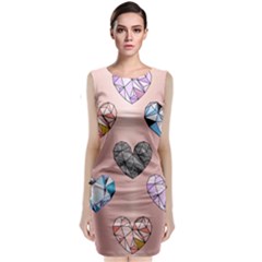 Gem Hearts And Rose Gold Classic Sleeveless Midi Dress by NouveauDesign