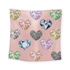 Gem Hearts And Rose Gold Square Tapestry (small) by NouveauDesign