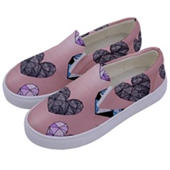 Gem Hearts And Rose Gold Kids  Canvas Slip Ons by NouveauDesign