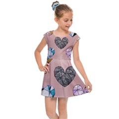 Gem Hearts And Rose Gold Kids Cap Sleeve Dress