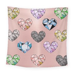 Gem Hearts And Rose Gold Square Tapestry (large) by NouveauDesign