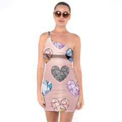 Gem Hearts And Rose Gold One Soulder Bodycon Dress by NouveauDesign