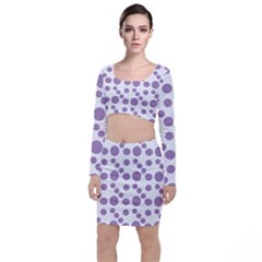 Violet Dots Long Sleeve Crop Top & Bodycon Skirt Set by snowwhitegirl