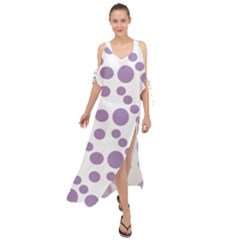 Violet Dots Maxi Chiffon Cover Up Dress