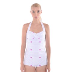 Pink Dots Boyleg Halter Swimsuit  by snowwhitegirl