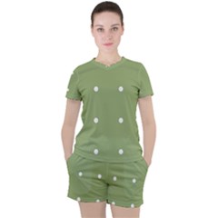 Olive Dots Women s Tee And Shorts Set