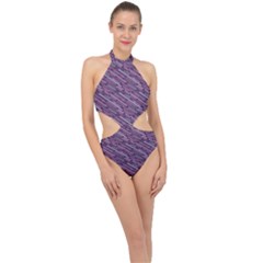 Silly Stripes Halter Side Cut Swimsuit by snowwhitegirl