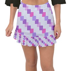 Geometric Squares Fishtail Mini Chiffon Skirt