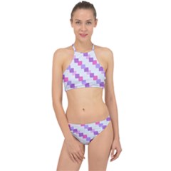 Geometric Squares Racer Front Bikini Set