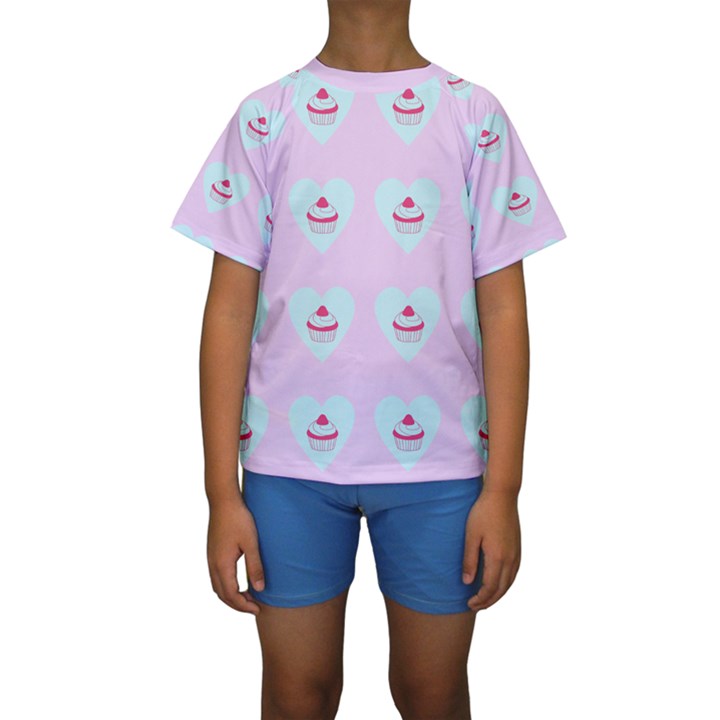 Pink Cupcake Kids  Short Sleeve Swimwear