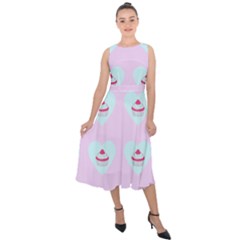 Pink Cupcake Midi Tie-back Chiffon Dress by snowwhitegirl