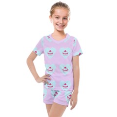 Pink Cupcake Kids  Mesh Tee And Shorts Set