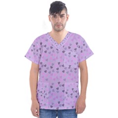 Heart Drops Violet Men s V-neck Scrub Top