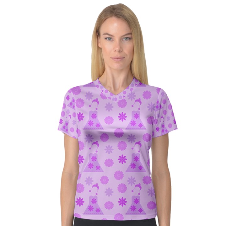 Purple Dress V-Neck Sport Mesh Tee