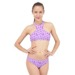 Purple Dress High Neck Bikini Set