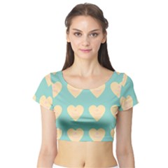 Teal Cupcakes Short Sleeve Crop Top by snowwhitegirl