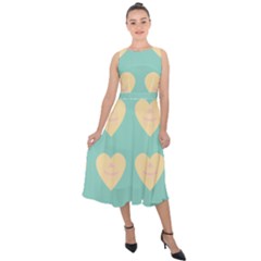 Teal Cupcakes Midi Tie-back Chiffon Dress