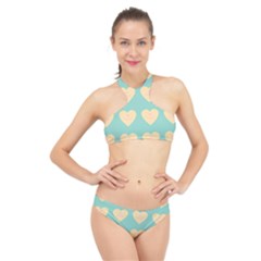 Teal Cupcakes High Neck Bikini Set