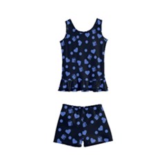 Blue Hearts Kid s Boyleg Swimsuit