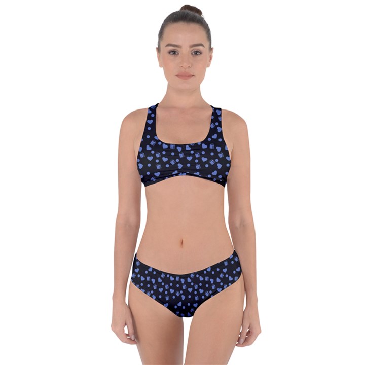 Blue Hearts Criss Cross Bikini Set